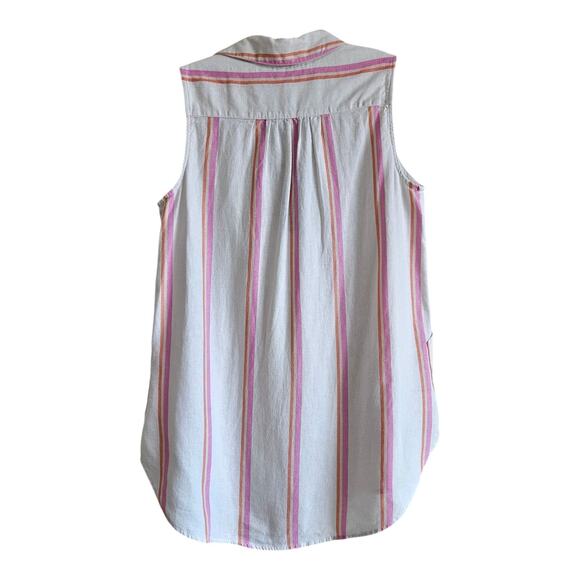 FOR CYNTHIA Women L Tunic Blouse Vertical Striped Linen Viscose Pockets 38" NEW - Picture 8 of 9